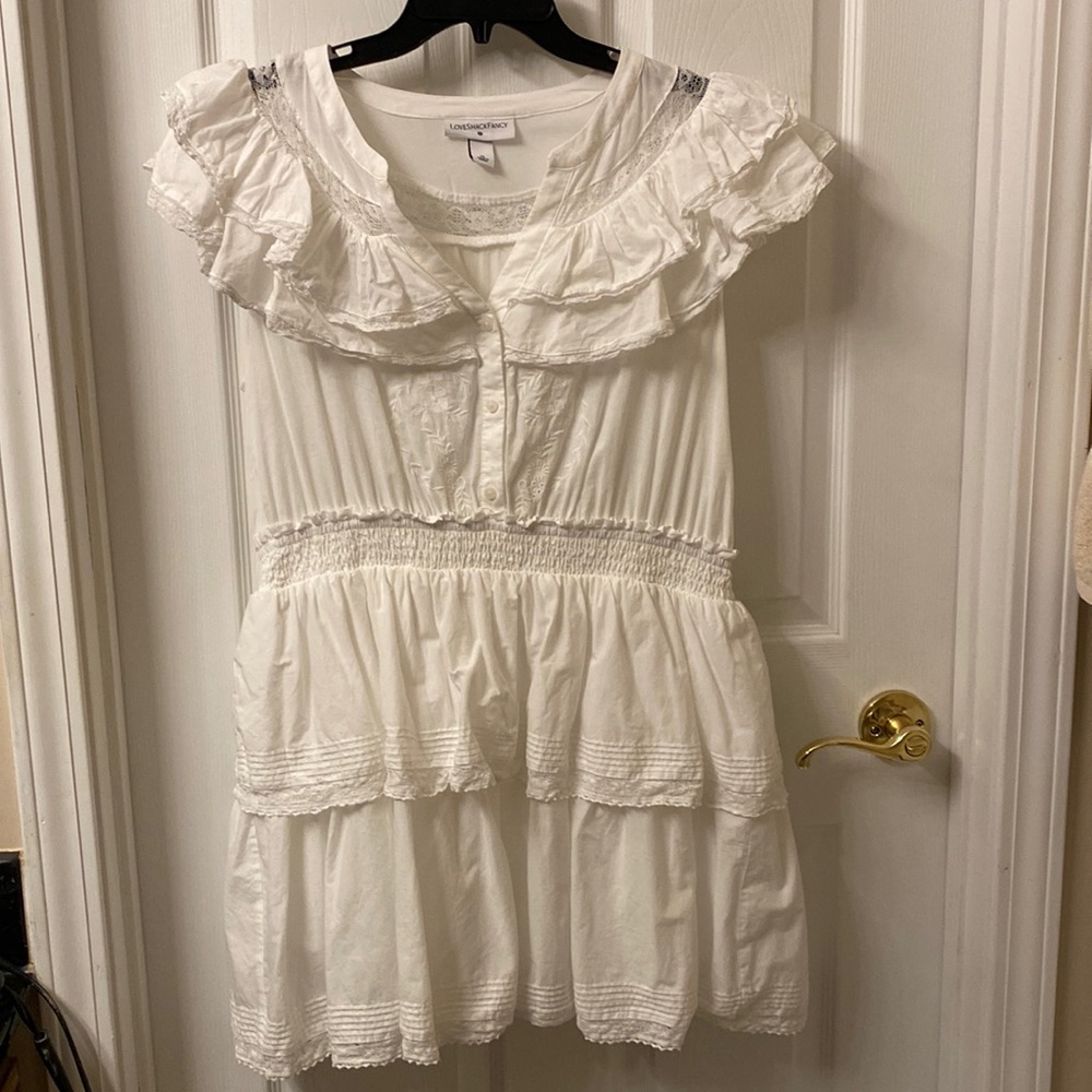 LoveShackFancy White Ruffled Mini Dress - Picture 2 of 4